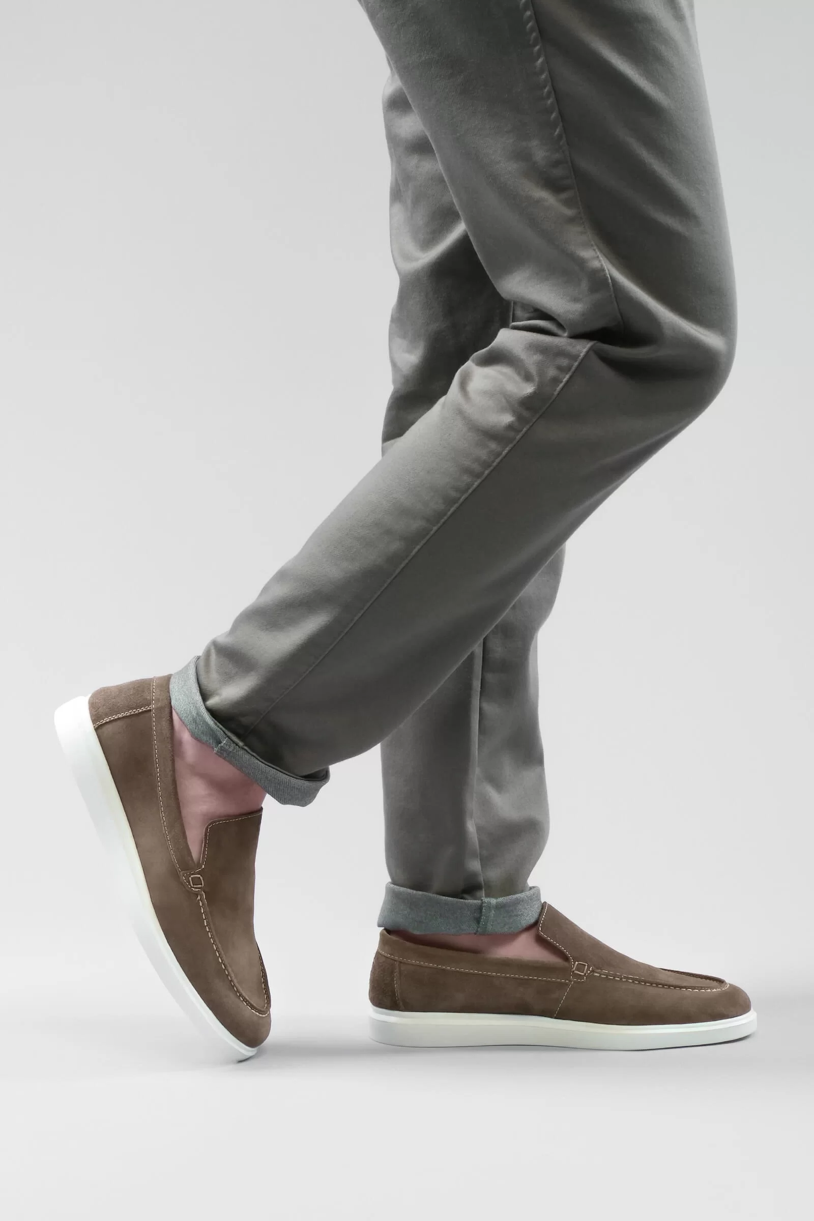MENS KHAKI SUEDE LEATHER SHOES WITH LIGHTWEIGHT EVA SOLE