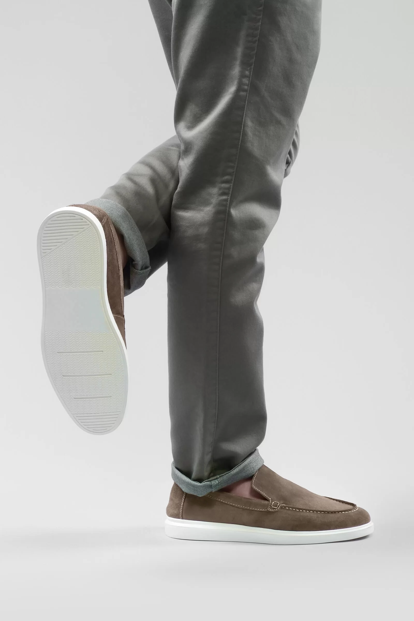 MENS KHAKI SUEDE LEATHER SHOES WITH LIGHTWEIGHT EVA SOLE