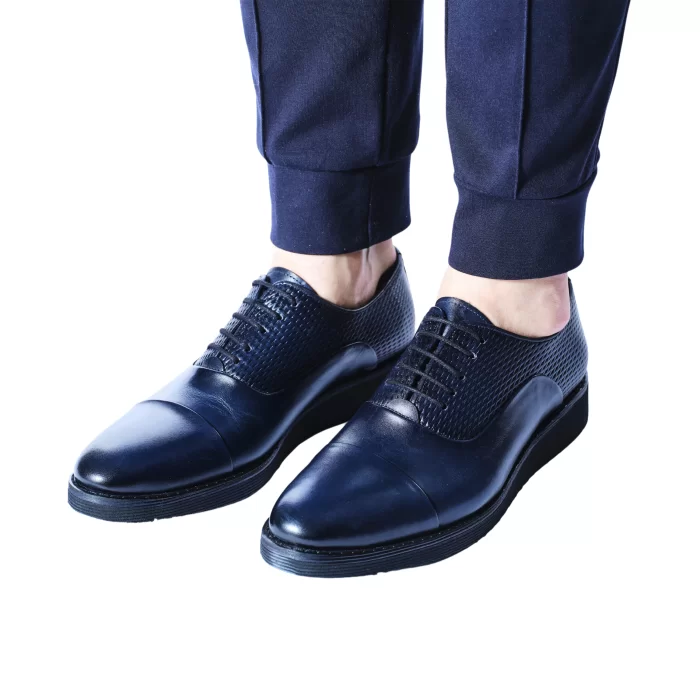 Mens Genuine Leather Navy Daily Shoes