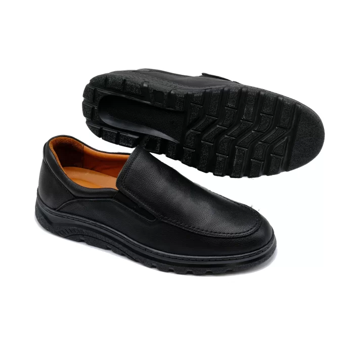 Mens Orthopedic Inner Outer Complete Leather Ultra Comfortable Daily Comfort Shoes 3000-4 BLACK