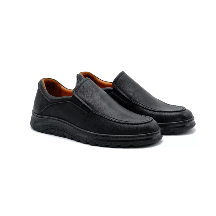 Mens Orthopedic Inner Outer Complete Leather Ultra Comfortable Daily Comfort Shoes 3000-4 BLACK