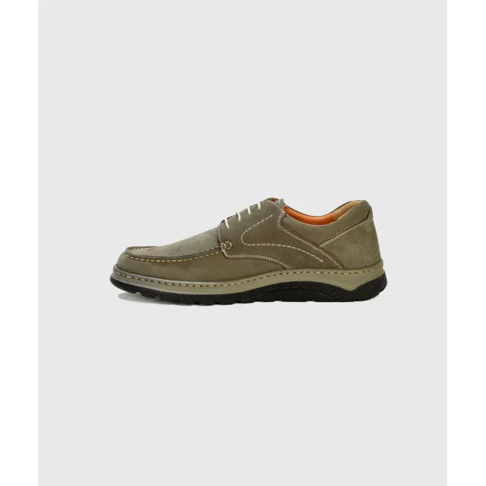 Mens Orthopedic Inner Outer Complete Leather Ultra Comfortable Daily Comfort Shoes 3000-3 Khaki Nubuck