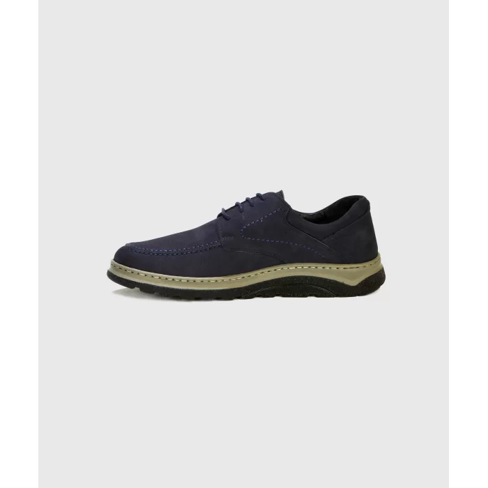 Mens Orthopedic Indoor Outdoor Full Leather Ultra Comfort Daily Comfort Shoes 3000-5 Navy Nubuck