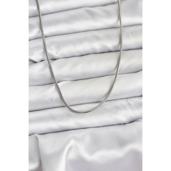 316L Çelik Zincir Gümüş Renk 60 cm Yılan Zincir Kadın Kolye