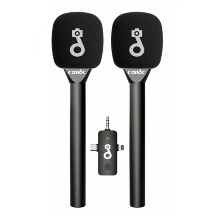 Çift Mikrofonlu Profosyonel Kablosuz Yüksek Kaliteli Ses Kaydı Röportaj Mikrofonu