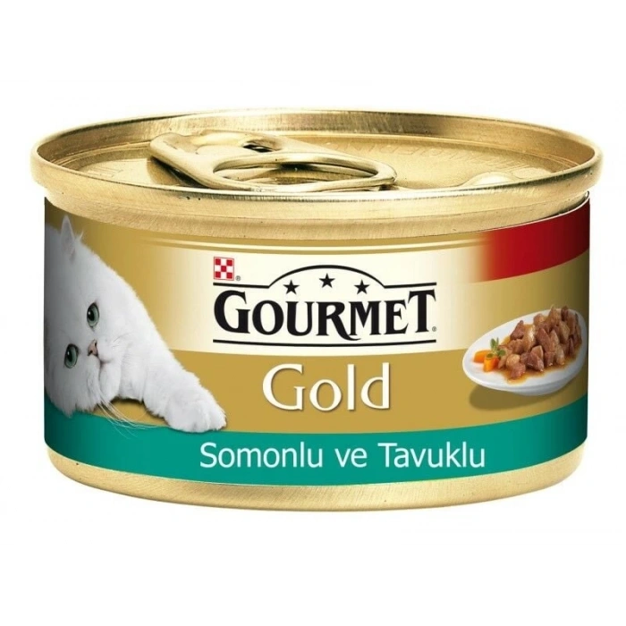 Gourmet Gold Somon ve Tavuklu Yetişkin Konserve Kedi Maması 1 Adet 85 Gr