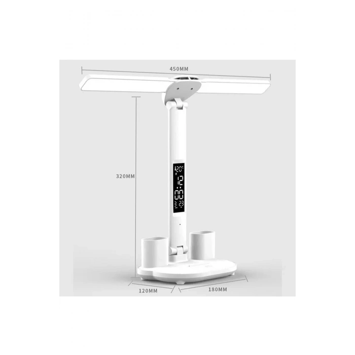 Led Dokunmatik Katlanabilir Masa Lambası Takvim Sıcaklık Saat Şarjlı Masa Lambası