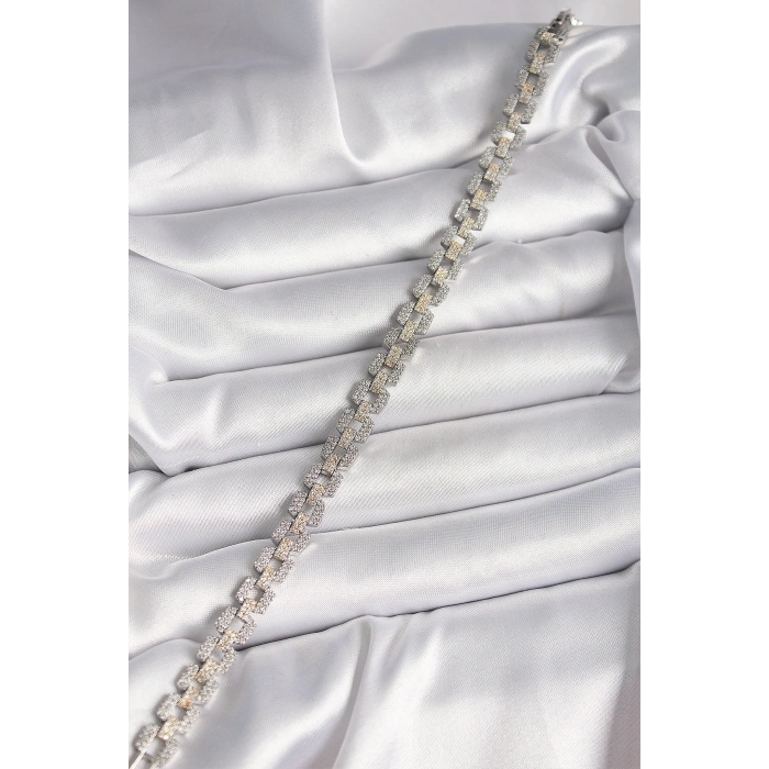 Pirinç Mix Renk Zirkon Taşlı Zincir Model VIP Seri Kadın Bileklik