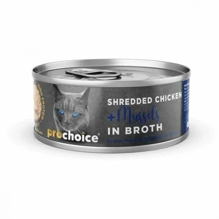 Prochoice Hypo-Allergenic Sos İçinde Tavuklu ve Midyeli Tahılsız Yetişkin Kedi Konservesi 1 Adet 70 Gr