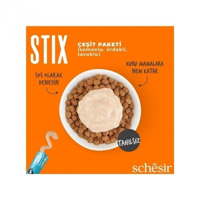 Schesir Cat Stick Karışık Lezzetli Sıvı Kedi Ödül Maması 1 Adet 6x15 Gr