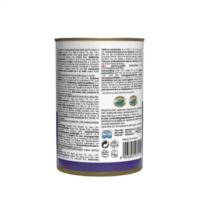 Schesir Jöle İçinde Ton Balık ve Dana Etli Yetişkin Konserve Kedi Maması 1 Adet 140 Gr