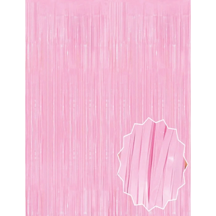 Soft Pembe Püsküllü Kapı Perdesi - Parti, Baby Shower, Cinsiyet Partisi 1x2 M