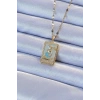 316L Çelik Zincir Altın Renk Mavi Mineli Tarot Kolye