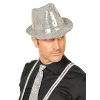 Disko  Gümüş Payetli Fötr Şapka Yetişkin Boy