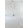 Gümüş Kaplama Kırmızı Gül Figürlü Kadın Kolye