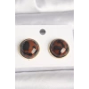 Pirinç Gold Renk 3D Daire Leopar Model Kadın Küpe