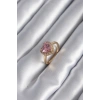 Pirinç Gold Renk Pembe Zirkon Taş Kalp Charm Model Kadın Yüzük