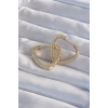 Pirinç Gold Renk Zirkon Taşlı Motifli Kalp Küpe