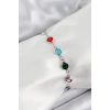 Pirinç Gümüş Renk Karışık Renk Zirkon Taşlı Kadın Bileklik