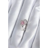 Pirinç Gümüş Renk Pembe Zirkon Taşlı Charm Model Kadın Yüzük