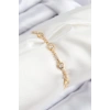 Pirinç Zirkon Taşlı Daire Model Gold Renk Asansörlü Kadın Bileklik