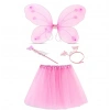 Toz Pembe Kelebek Kostümü - Toz Pembe Kelebek Kostüm Aksesuar Seti 4 Parça