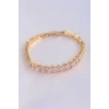Vip Seri Pirinç Pembe Zirkon Taşlı Gold Renk Baget Model Bileklik