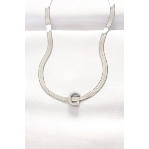 316L Çelik C Harfli Silver Renk İtalyan Zincirli Kolye