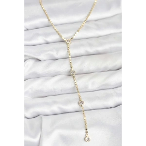 316L Çelik Gold Renk Ezme Zincir Model Y Kadın Kolye