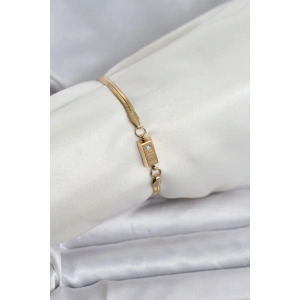316L Çelik Gold Renk Külçe Altın Model Kadın Bileklik