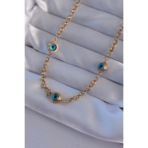 316L Çelik Gold Renk Nazar Boncuk Model Kolye