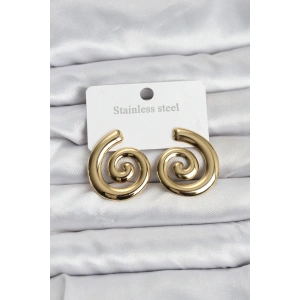 316L Çelik Gold Renk Sarmal Modelli Kadın Küpe