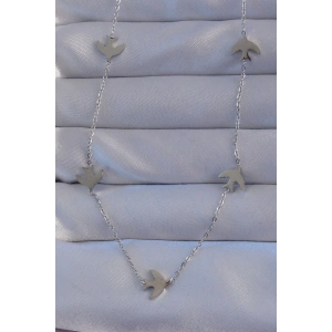 316L Çelik Gümüş Renk Kuş Model Kolye