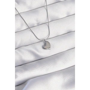 316L Çelik Gümüş Renk Minimal Kalp Tasarımlı Kolye