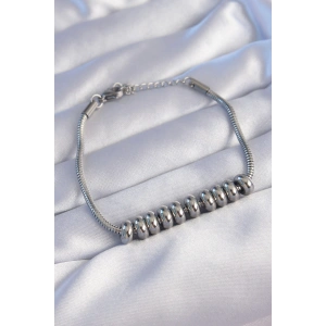 316L Çelik Gümüş Renk Oval Figürlü Bileklik