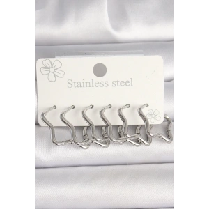 316L Çelik Gümüş Renk Yıldız Model Kadın Küpe Seti