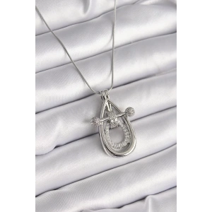 316L Çelik Gümüş Renk Zirkon Taşlı Damla Model Kadın Kolye