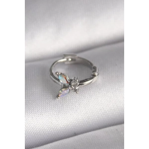 316L Çelik Gümüş Renk Zirkon Taşlı Kelebek Model Tragus Piercing