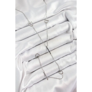 316L Çelik Kelebek Figürlü Y Model Gümüş Renk Kadın Kolye