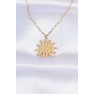 316L Çelik Zincir Gold Renk Göz Güneşi Tasarımlı Kolye