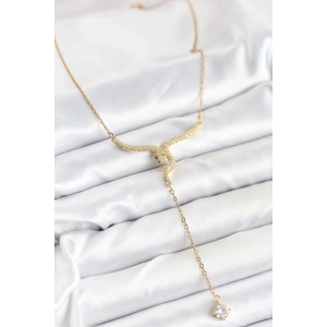 316L Çelik Zincir Gold Renk Yılan Model Y Kolye