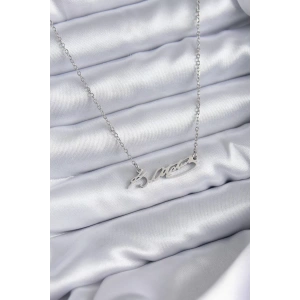 316L Çelik Zincir Gümüş Renk Atatürk İmza Figür Kadın Kolye