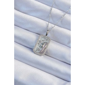 316L Çelik Zincir Gümüş Renk Zirkon Taşlı Yüz Figürlü Tarot Kolye