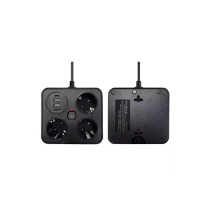 Akım Korumalı Anahtarlı Priz - 3x Priz - 2x Usb - 2x Type-c - 2 Mt Kablo Hızlı Şarj Özellikli Siyah