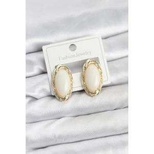 Beyaz Badem Model Vintage Kadın Küpe