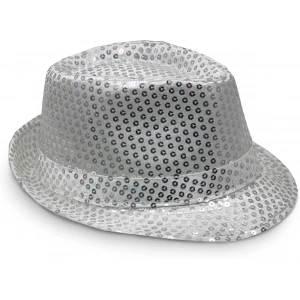 Disko  Gümüş Payetli Fötr Şapka Yetişkin Boy