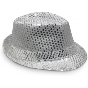 Disko  Gümüş Payetli Fötr Şapka Yetişkin Boy
