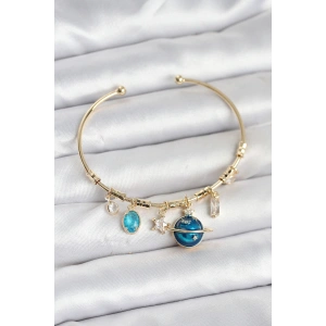 Gezegen Charmlı Gold Renk Pirinç Kadın Bileklik