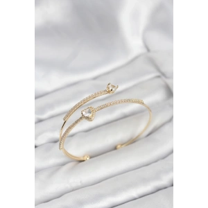 Kalp Model Pirinç Gold Renk Kadın Bileklik