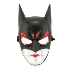 Kırmızı Gözlü Siyah Batman Maske - Lastikli Batgirl Maskesi 28x17 Cm